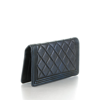 Chanel Lambskin Quilted Boy Yen Wallet Navy Blue Pearl 3 of 8