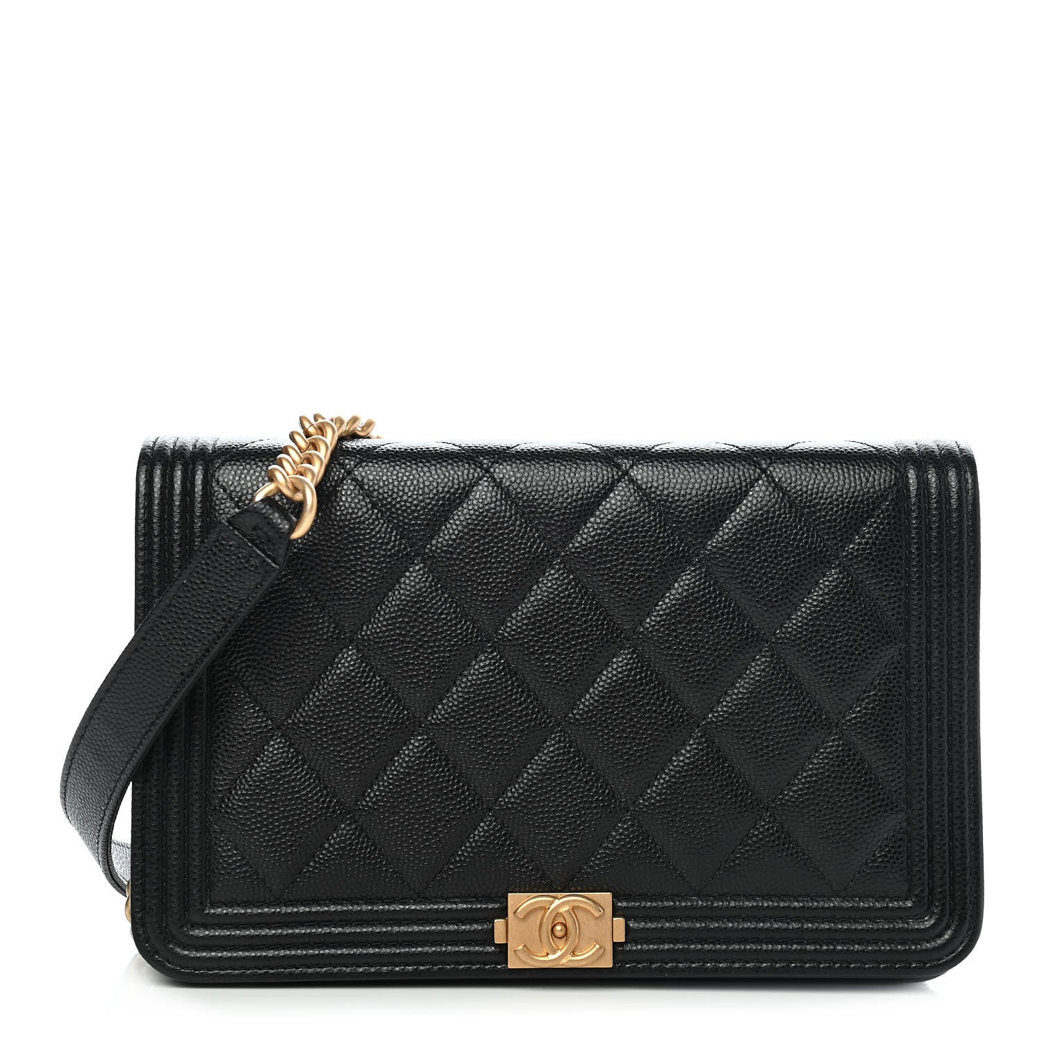 Chanel Caviar Quilted Boy Wallet On Chain WOC Black 1 of 9