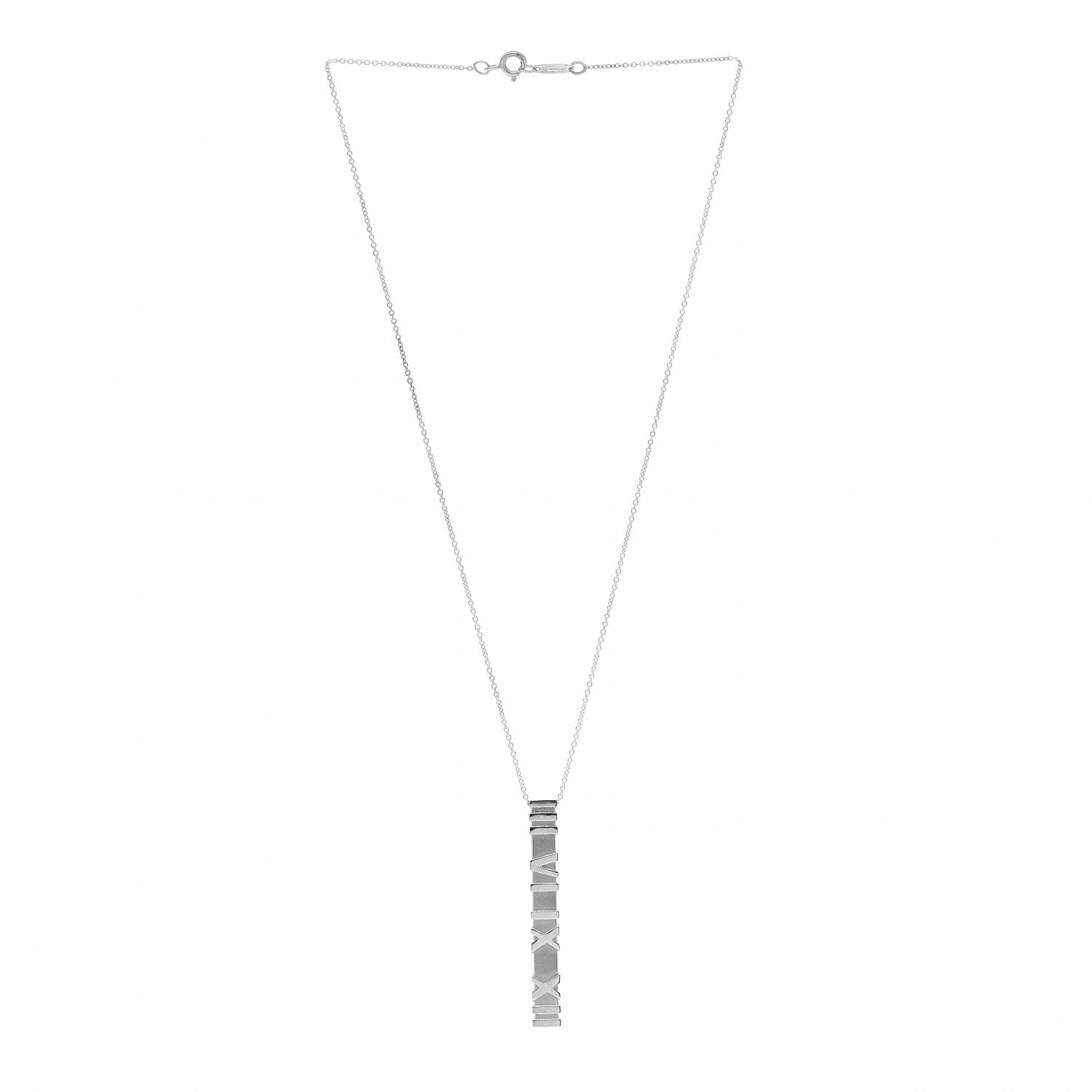 Tiffany Sterling Silver Atlas Bar Pendant Necklace 3 of 4