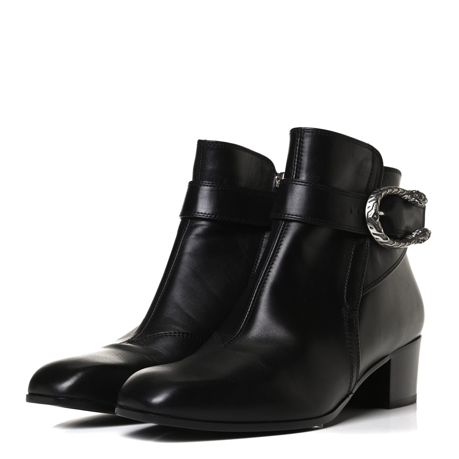 Gucci Calfskin Dionysus Elizabeth Ankle Boots 38 Black 3 of 13
