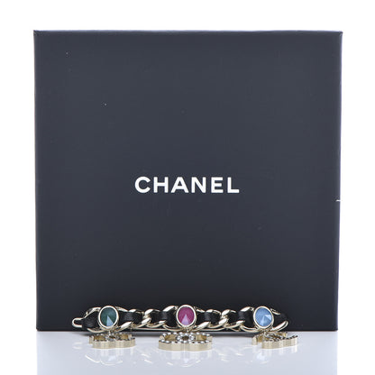 Chanel Metal Glass Lambskin Pearl CC Hair Clip Black Multicolor 4 of 4