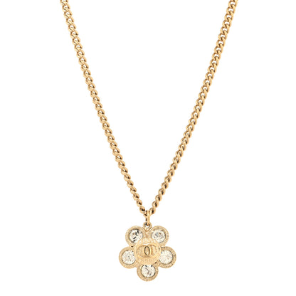 Chanel Crystal CC Flower Pendant Necklace Gold 1 of 5