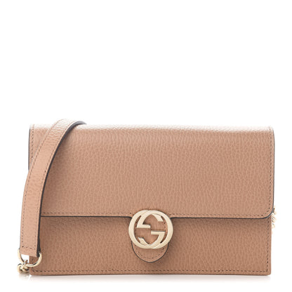 Gucci Dollar Calfskin Interlocking G Chain Wallet Camelia 1 of 9