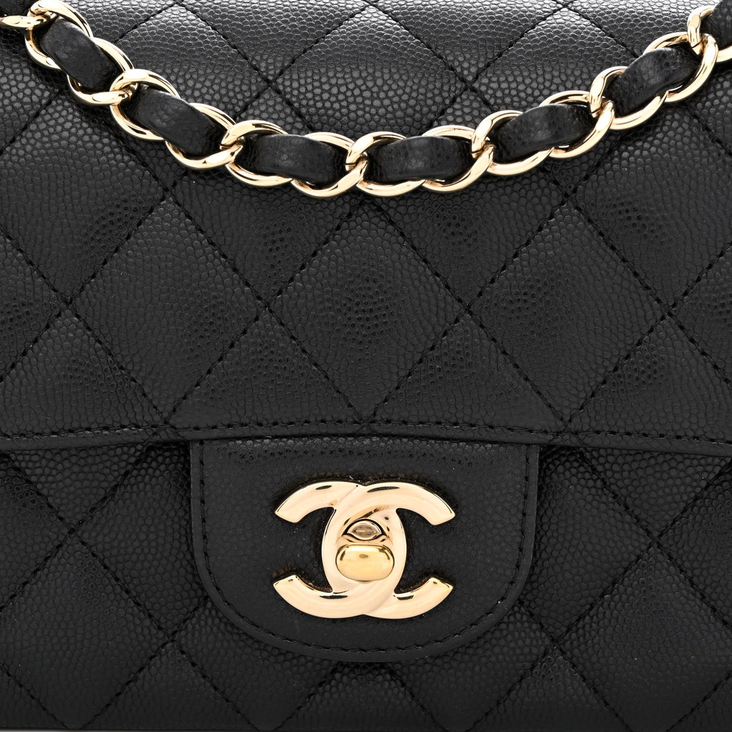 Caviar Quilted Mini Rectangular Flap Black