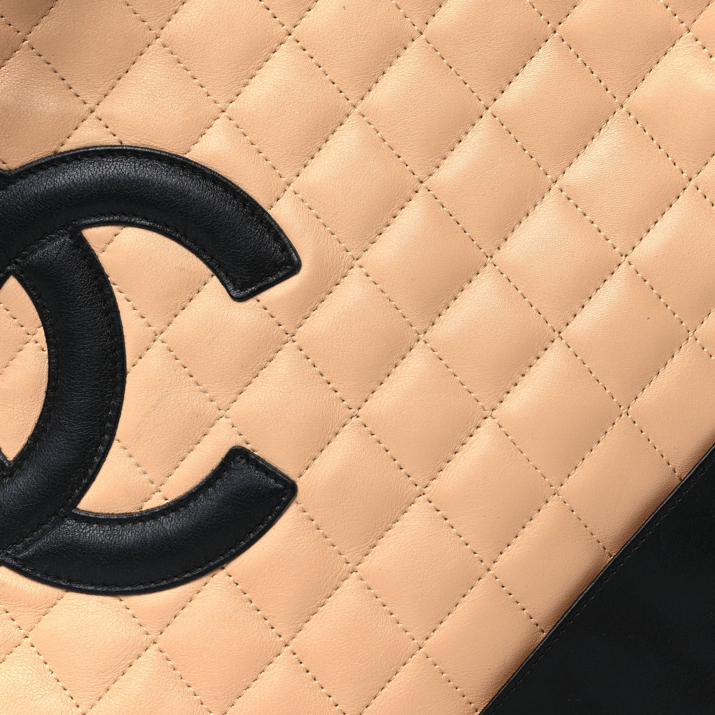 Calfskin Quilted Medium Cambon Messenger Beige Black
