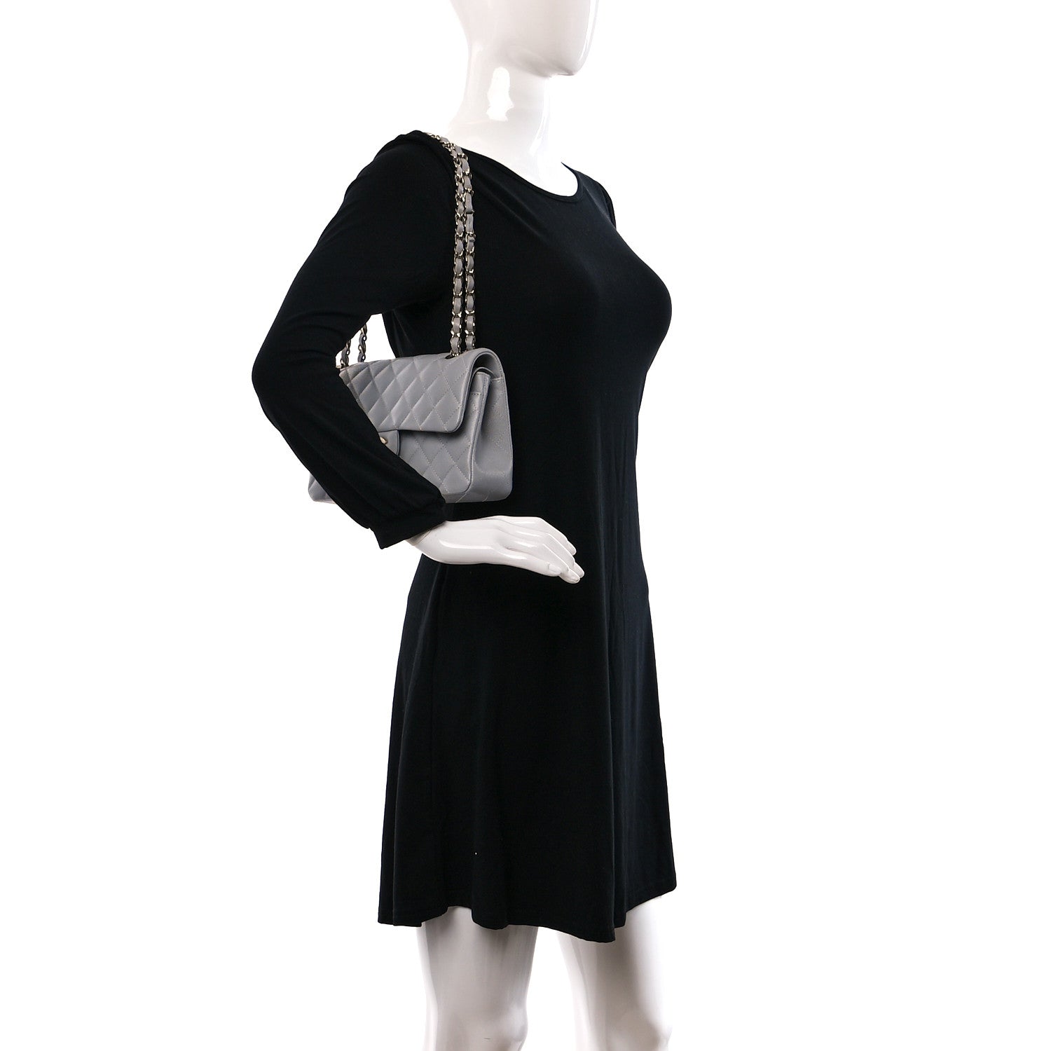 Chanel Caviar Quilted Small Double Flap Grey 2 of 13