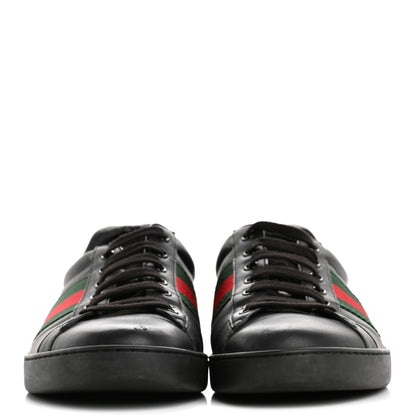 Gucci Miro Soft Calfskin Ayers Web Mens Ace Sneakers 10 Black Rosso 3 of 12