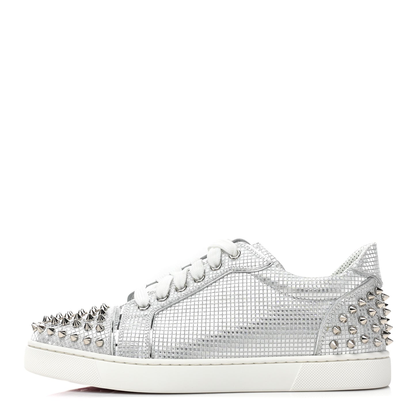 Glitter Metallic Calfskin Spikes Vieira 2 Flat Sneakers 40 Silver
