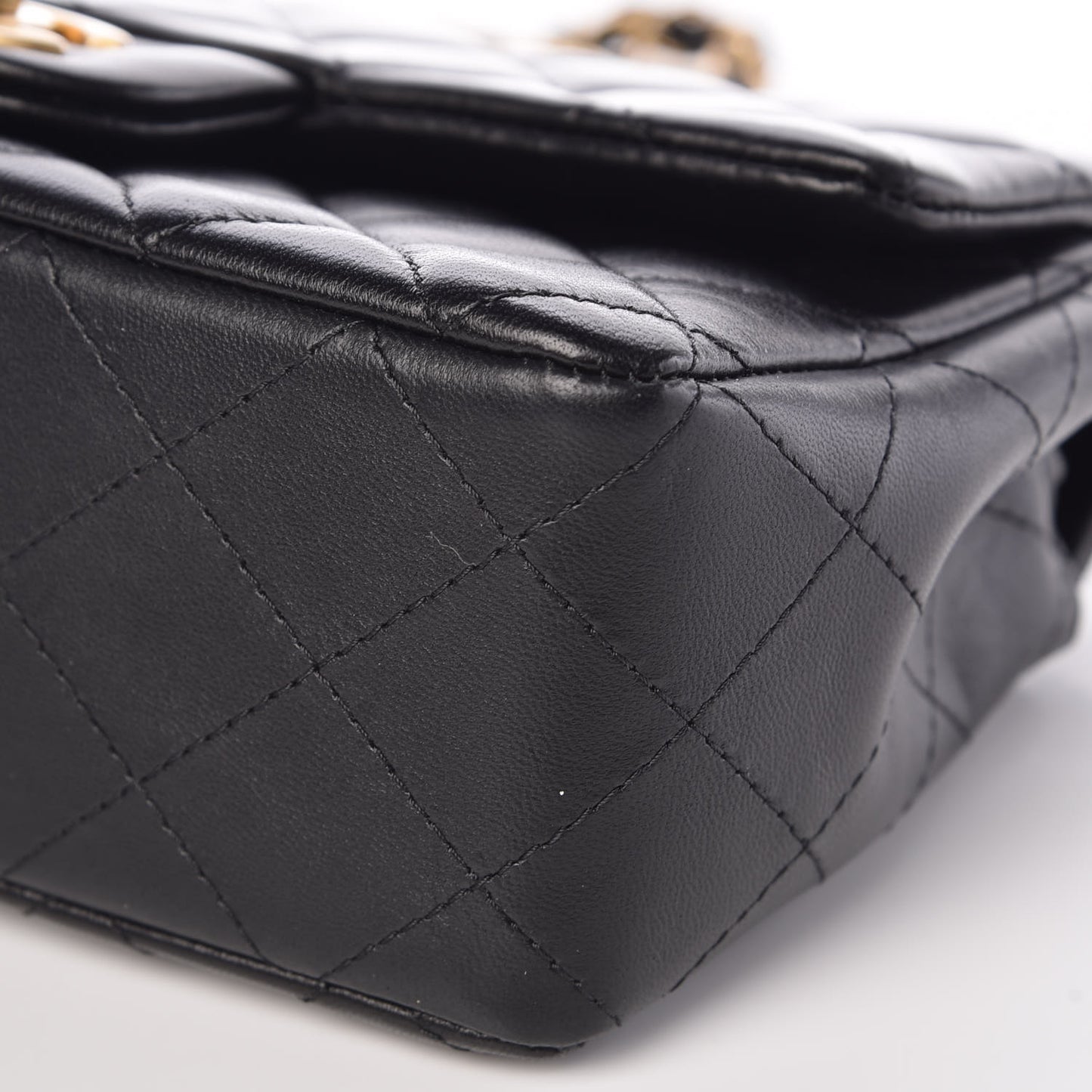 Lambskin Quilted Mini Rectangular Flap Black