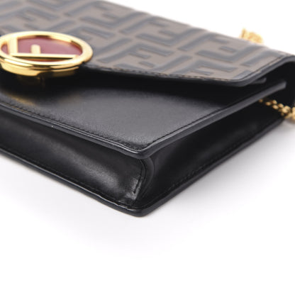 Fendi Vitello Liberty F is Fendi Bi-Color FF 1974 Embossed Medium Envelope Wallet On Chain Black Maya 7 of 10