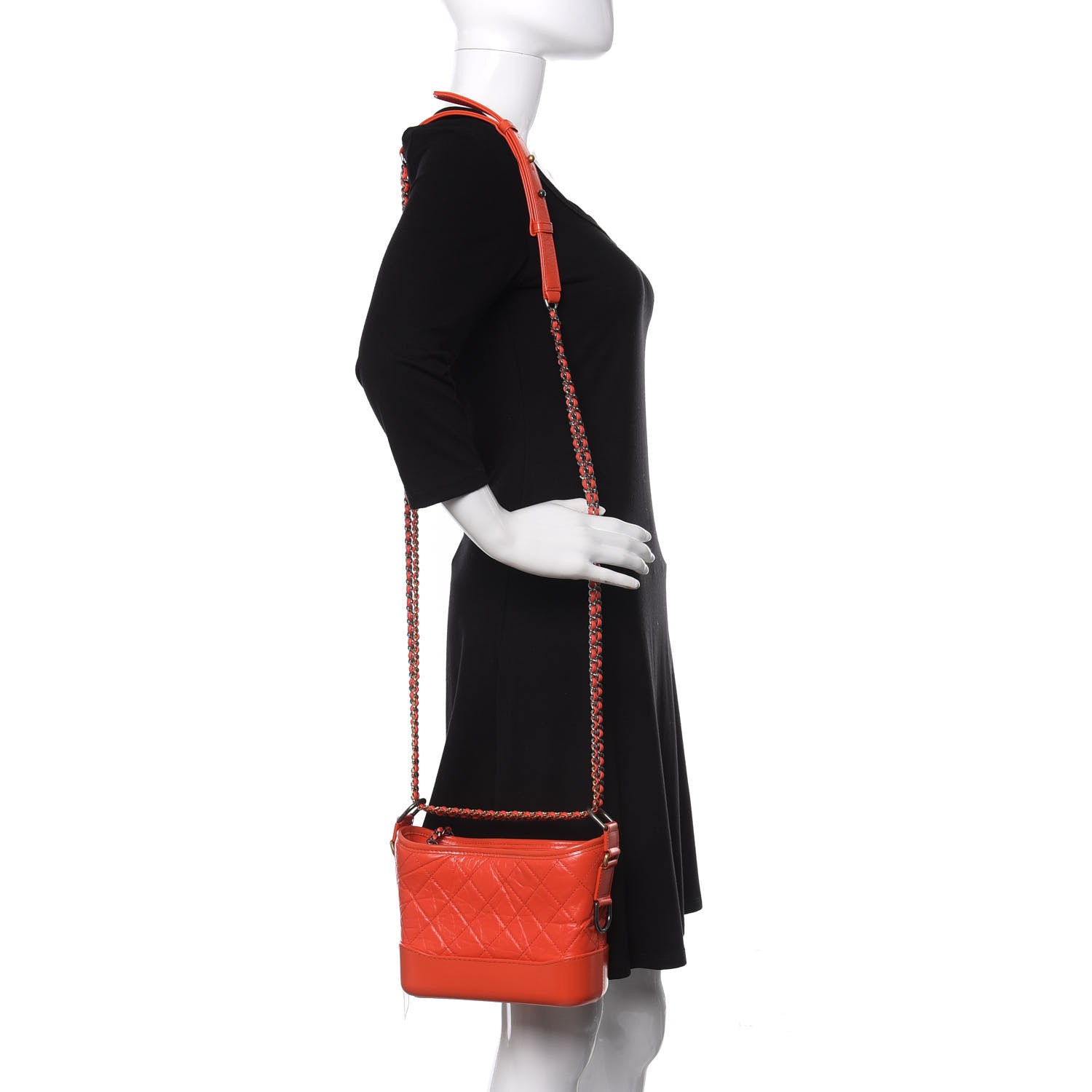 Chanel Aged Calfskin Quilted Small Gabrielle Hobo Red 2 of 13