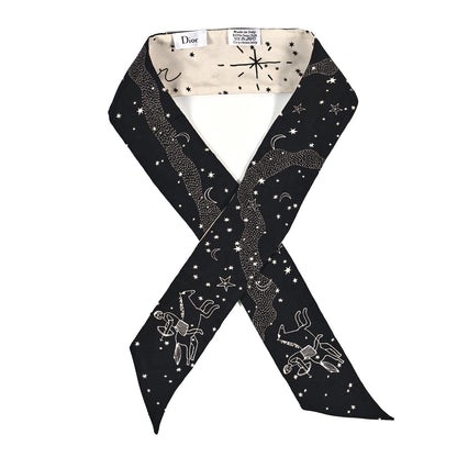 Christian Dior Silk Zodiac Sagittarius Mitzah Scarf Black 1 of 3