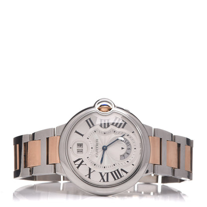 Cartier Stainless Steel 18K Pink Gold 38mm Ballon Bleu De Two Timezone Quartz Watch 3 of 9