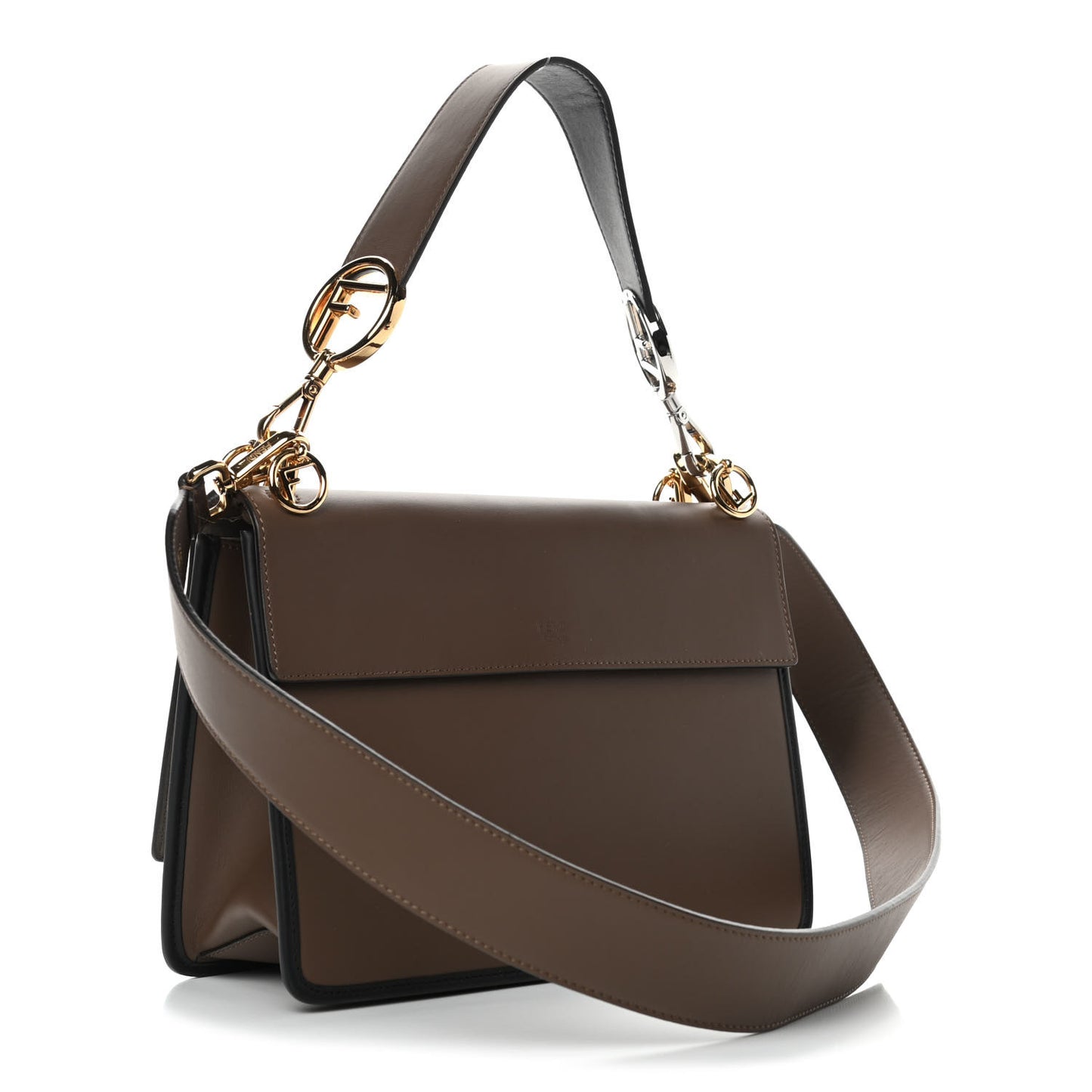 Vitello Century F is Fendi Bi-Color FF 1974 Embossed Kan I Shoulder Bag Maya Black