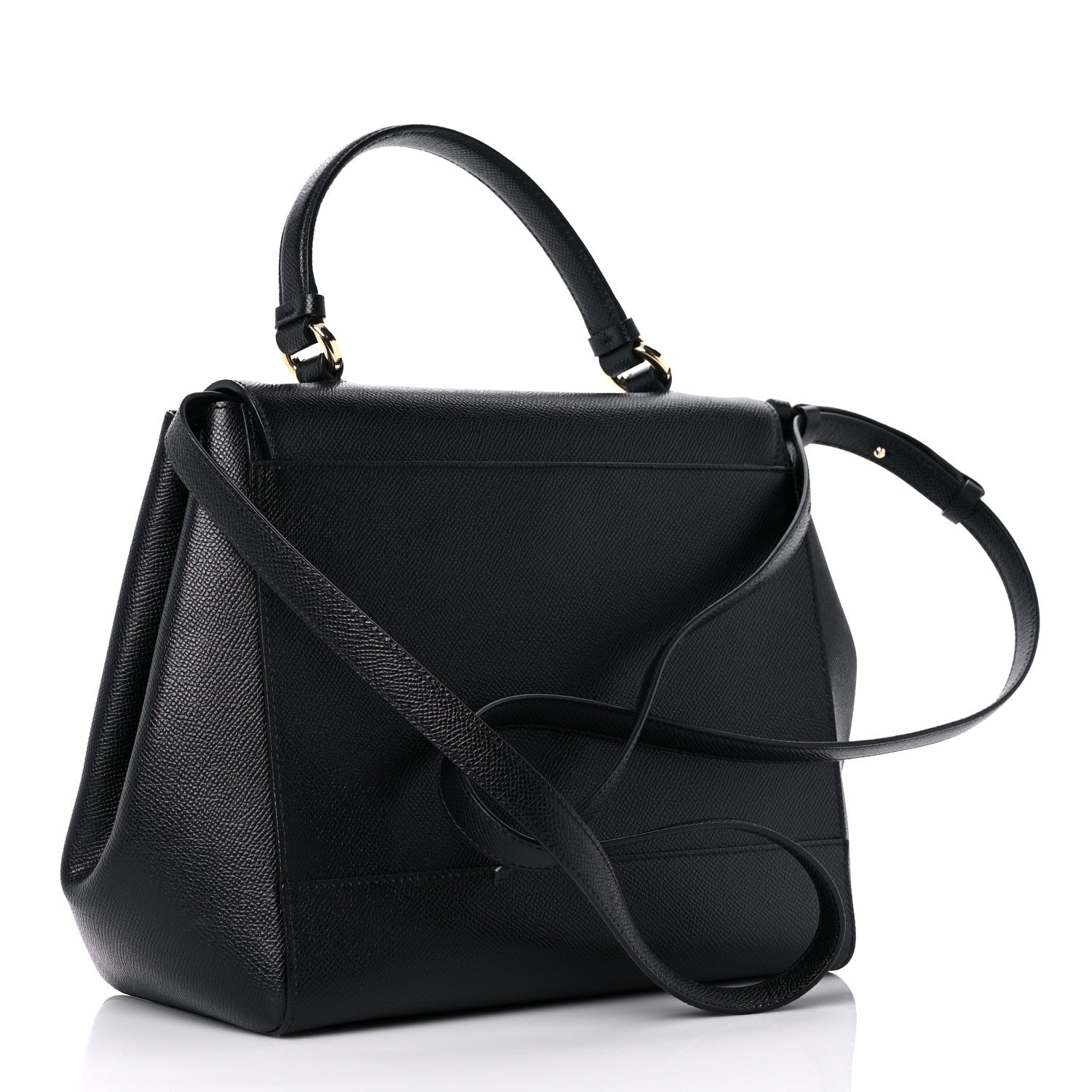 Salvatore Ferragamo Hammered Calfskin Carrie O Shoulder Bag Black 2 of 7