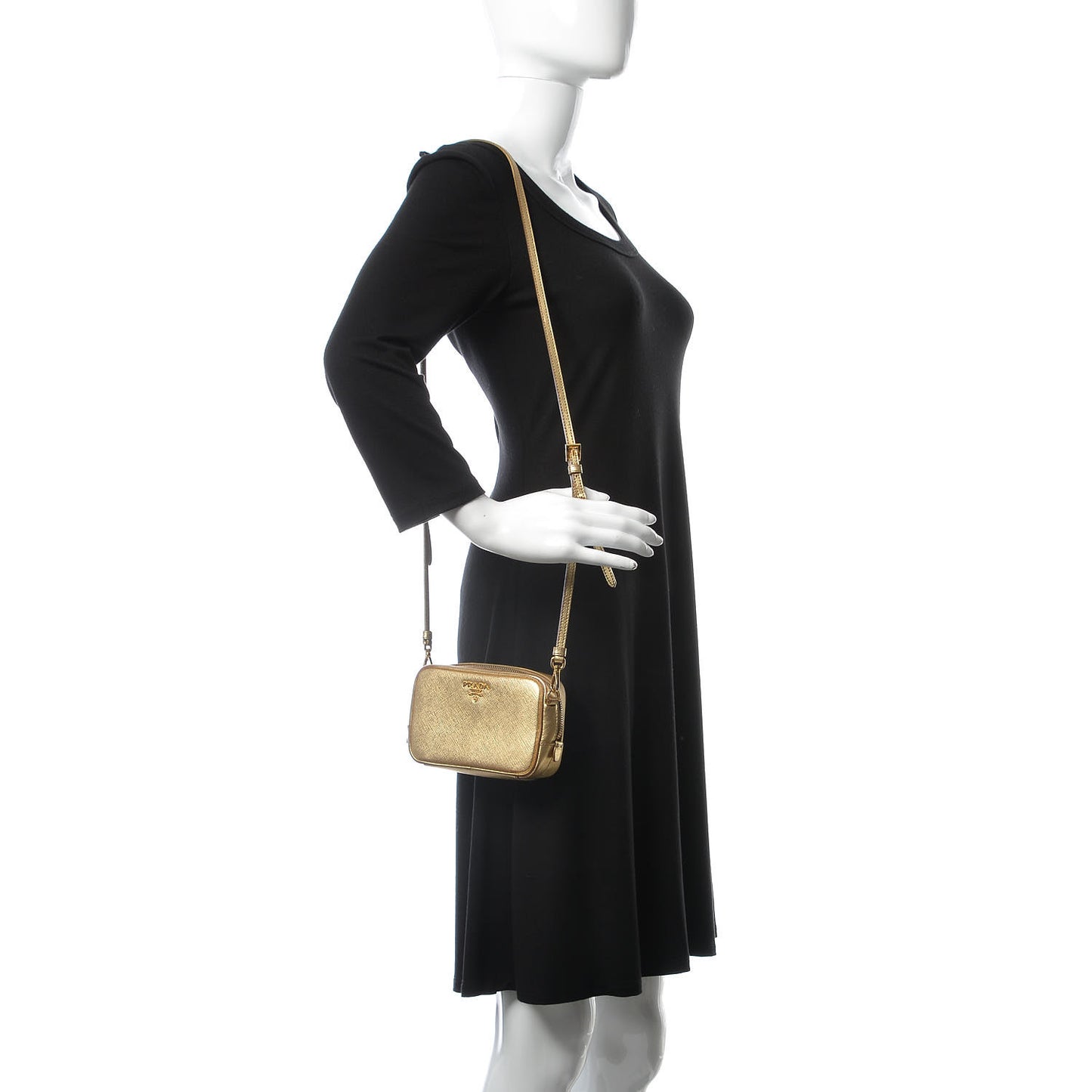 Metallic Saffiano Mini Camera Crossbody Platino