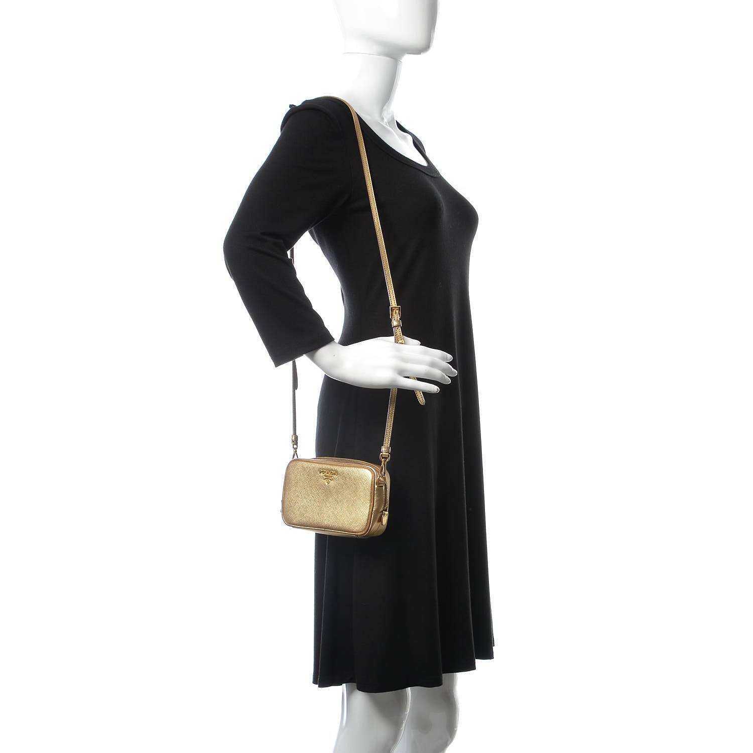 Prada Metallic Saffiano Mini Camera Crossbody Platino 2 of 17