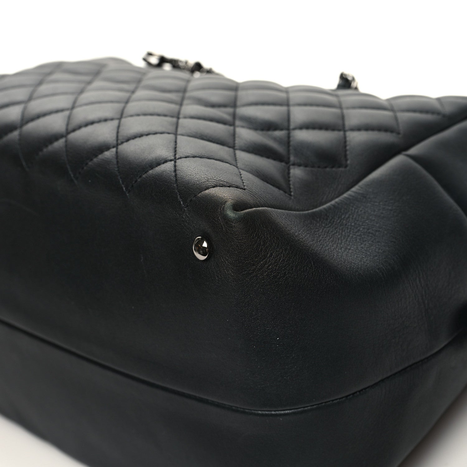 Chanel Calfskin Quilted Feather Weight Bowling Bag Black 10 of 14
