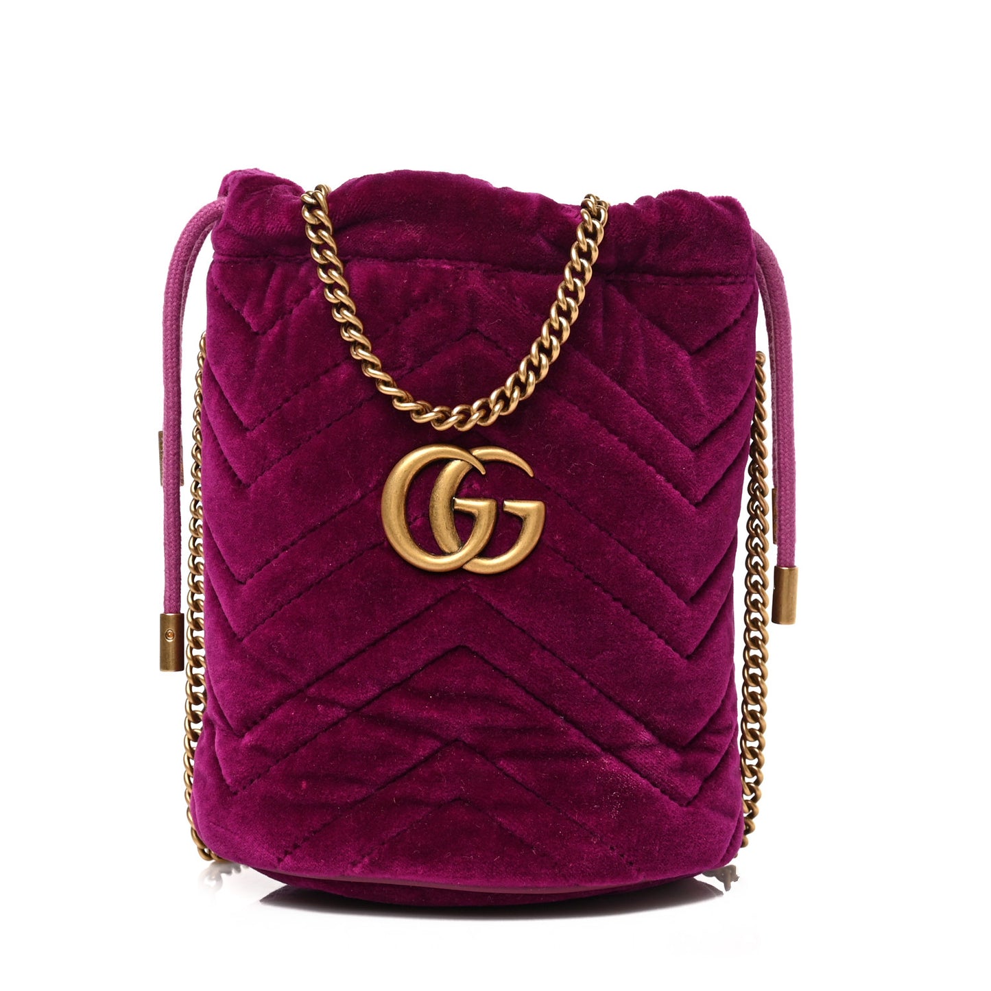 Velvet Matelasse GG Marmont Bucket Bag Light Raspberry Rose