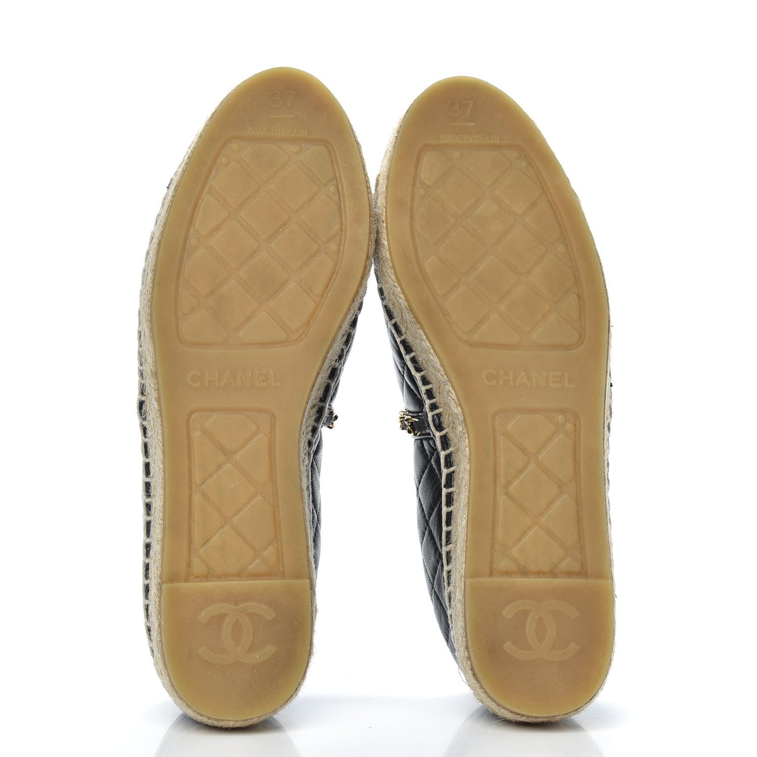 Chanel Lambskin Quilted CC Chain Espadrilles 37 Black 5 of 9