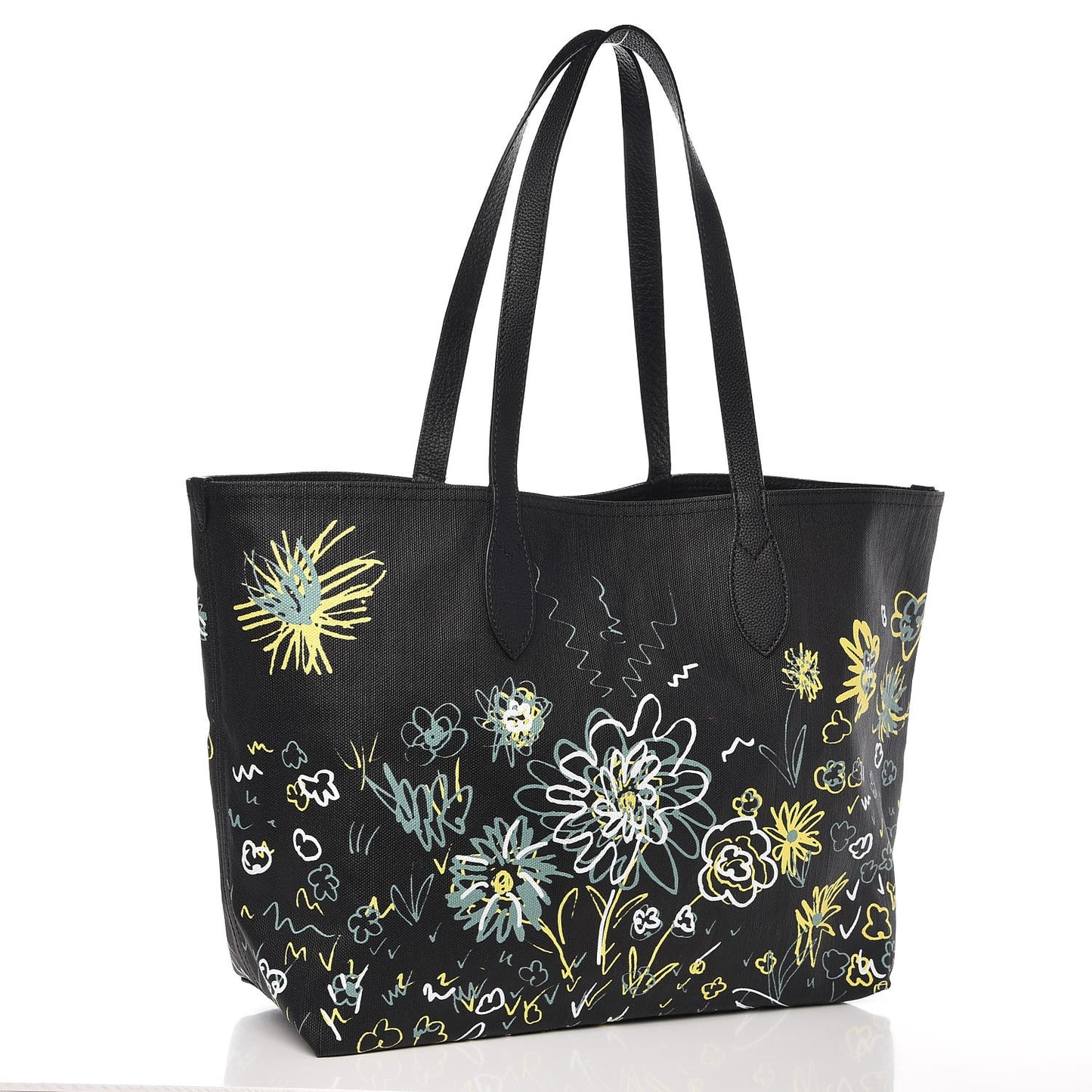 Coated Canvas Medium Reversible Doodle Tote Black