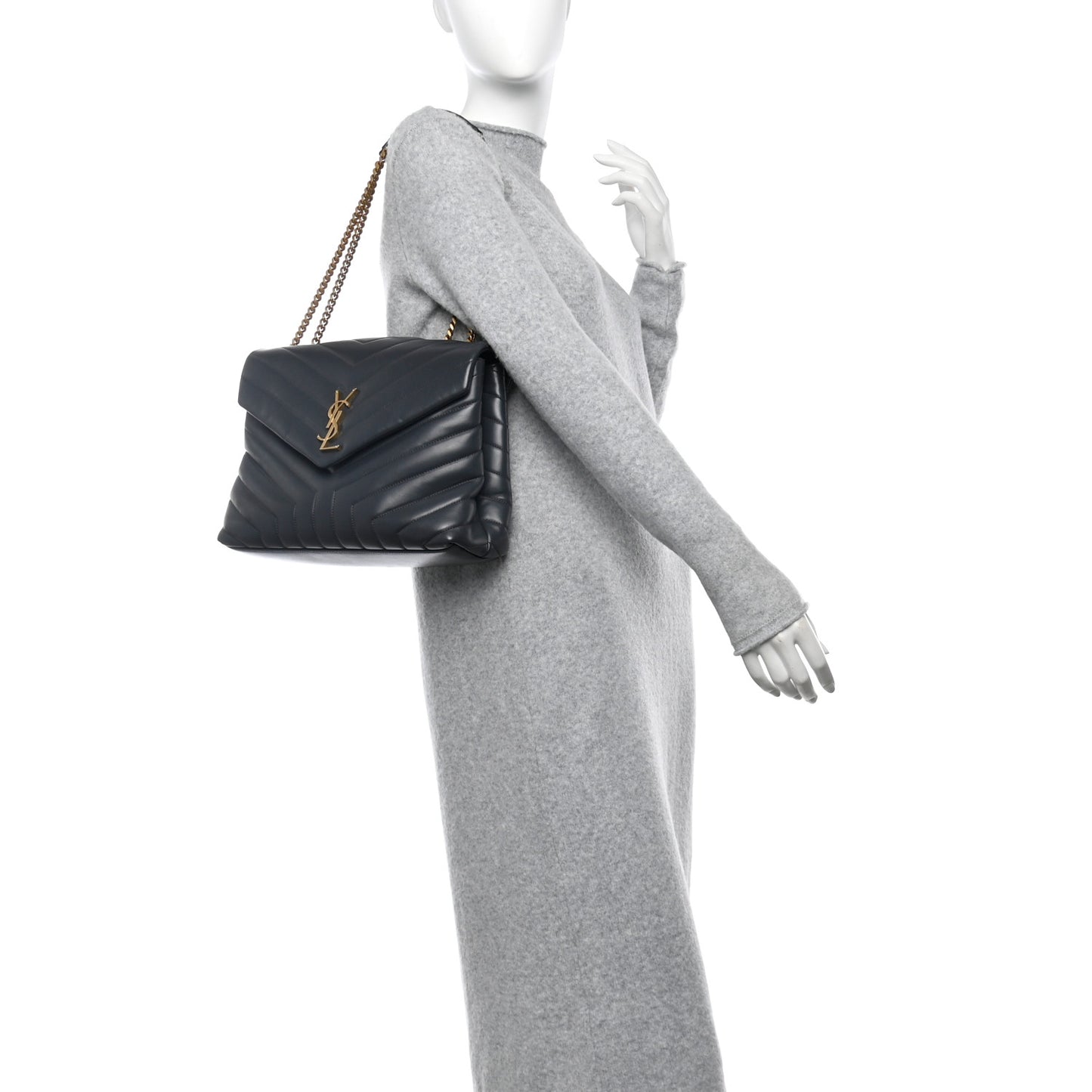 Calfskin Y Quilted Monogram Medium Loulou Chain Satchel Earth