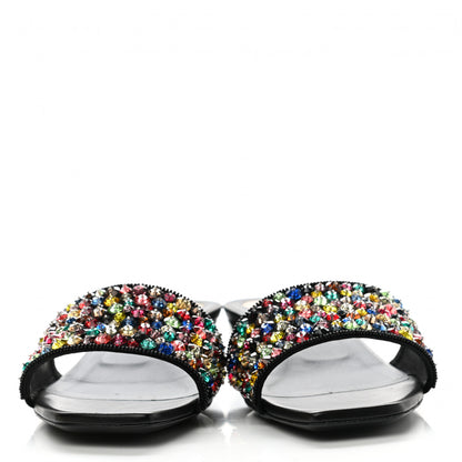 Fendi Crystal Embellished Slide Sandals 39.5 Black Multicolor 2 of 9
