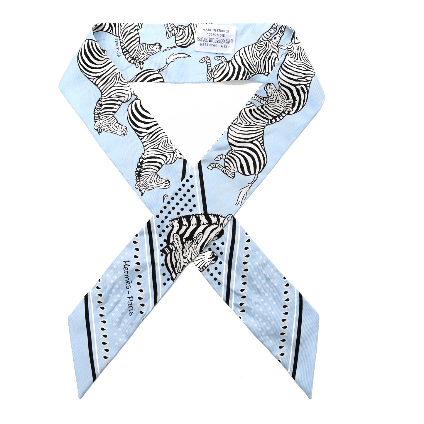 Silk Les Zebres Twilly Ciel Black White