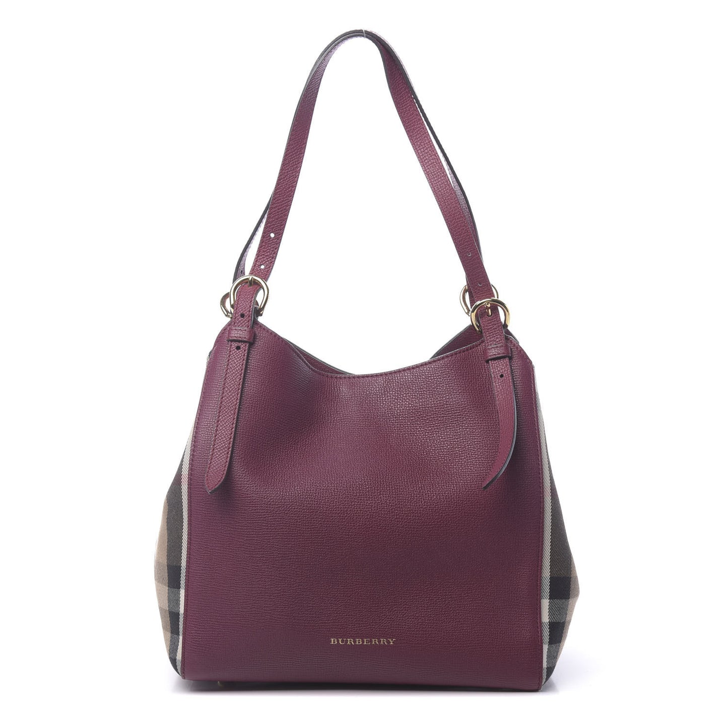 Grainy Calfskin House Check Small Canterbury Tote Berry Pink