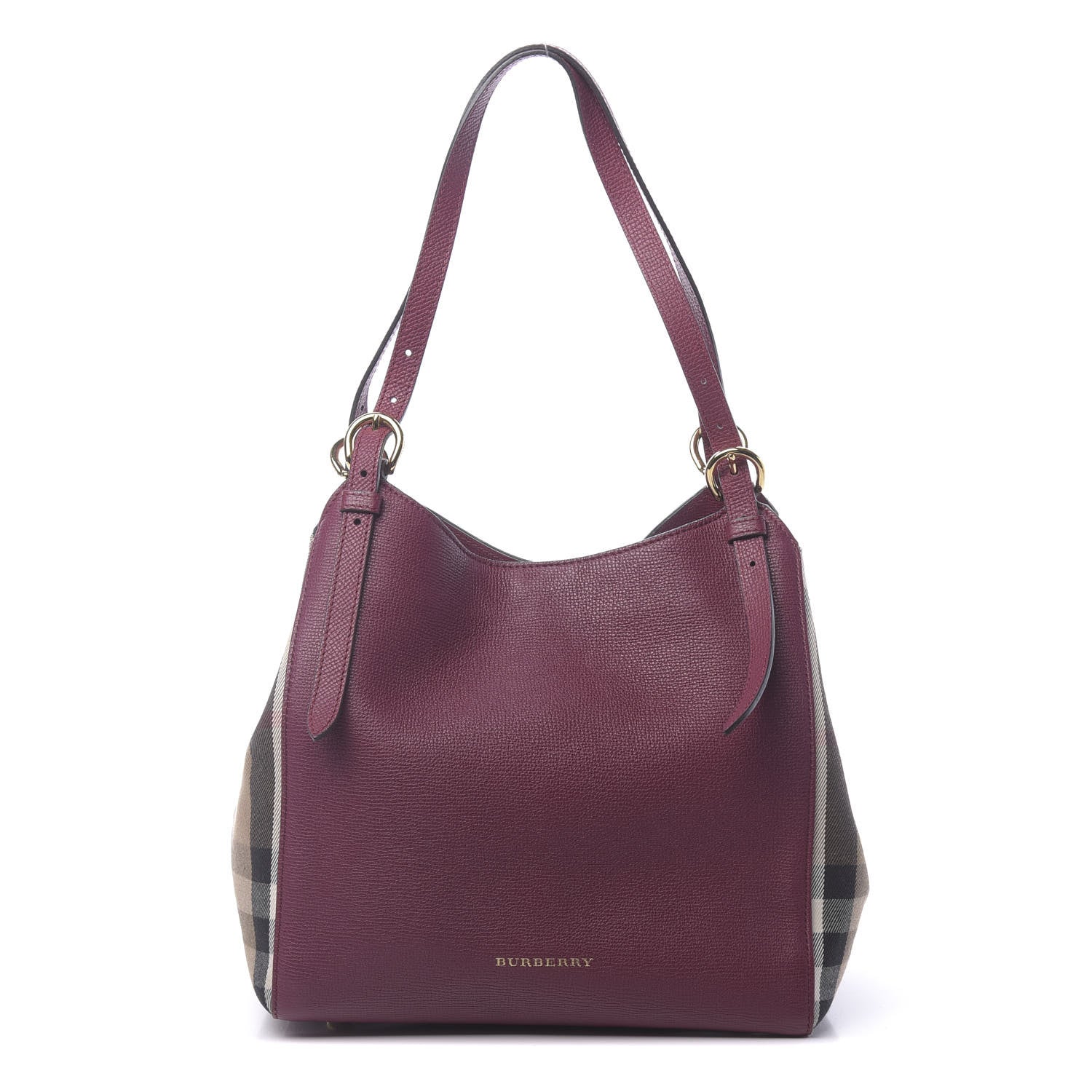 Burberry Grainy Calfskin House Check Small Canterbury Tote Berry Pink 1 of 13