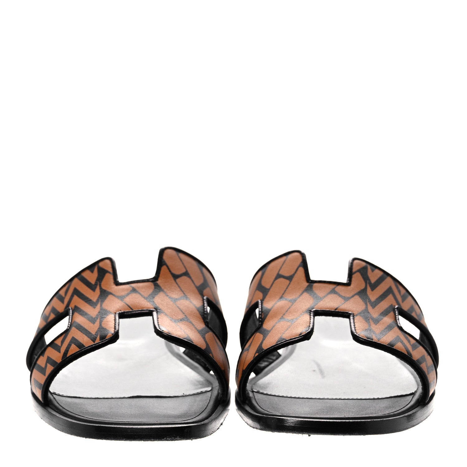 Hermes Calfskin Oran Sandals 39.5 Black Gold 2 of 9
