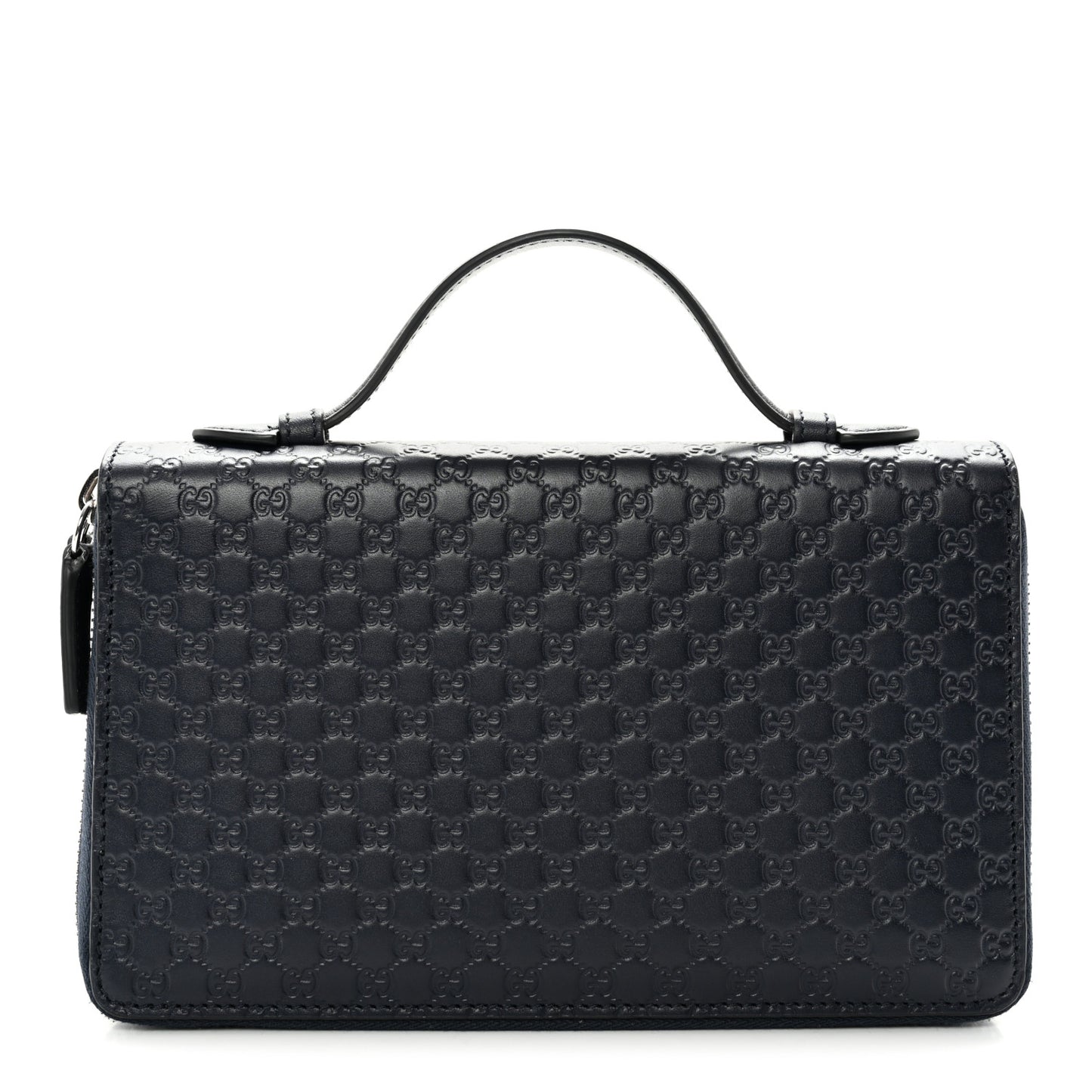 Microguccissima Zip Around Top Handle Travel Wallet Navy