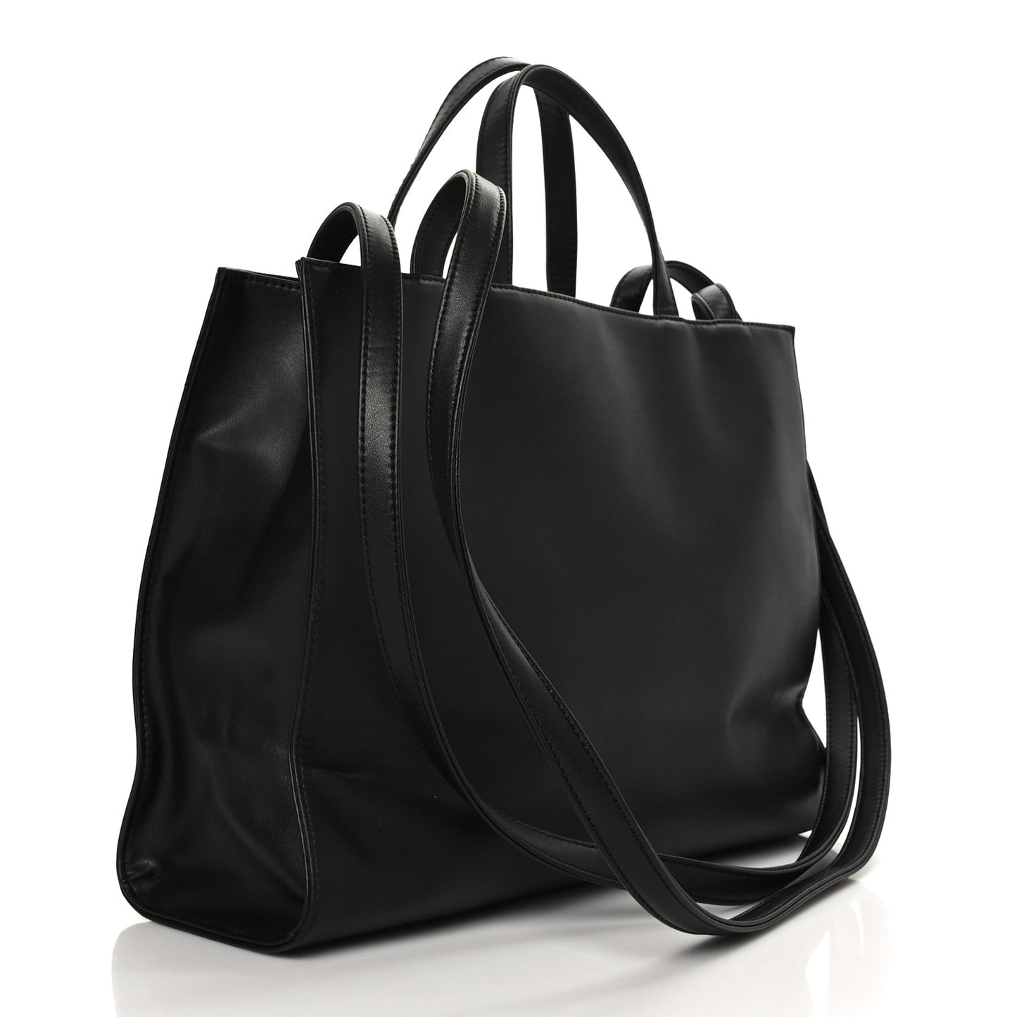 Vegan Leather Medium Shopping Bag Black