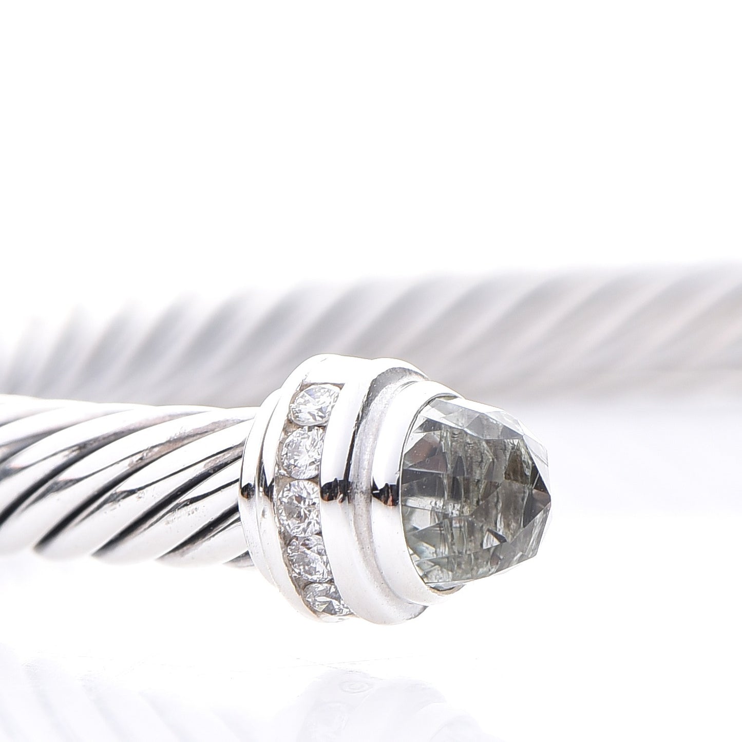 Sterling Silver Diamond Prasiolite 5mm Cable Classics Princess Bracelet