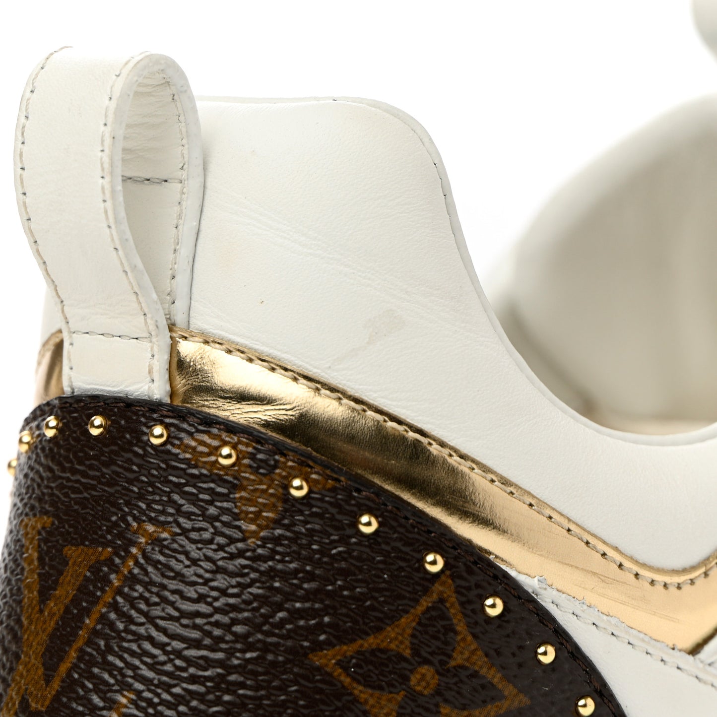 Calfskin Monogram Embellished Run Away Sneakers 36 White