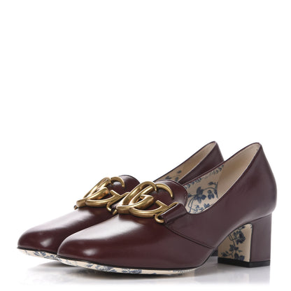 Gucci Malaga Kid GG Victoire 55mm Loafer Pumps 37 Vintage Bordeaux 3 of 9