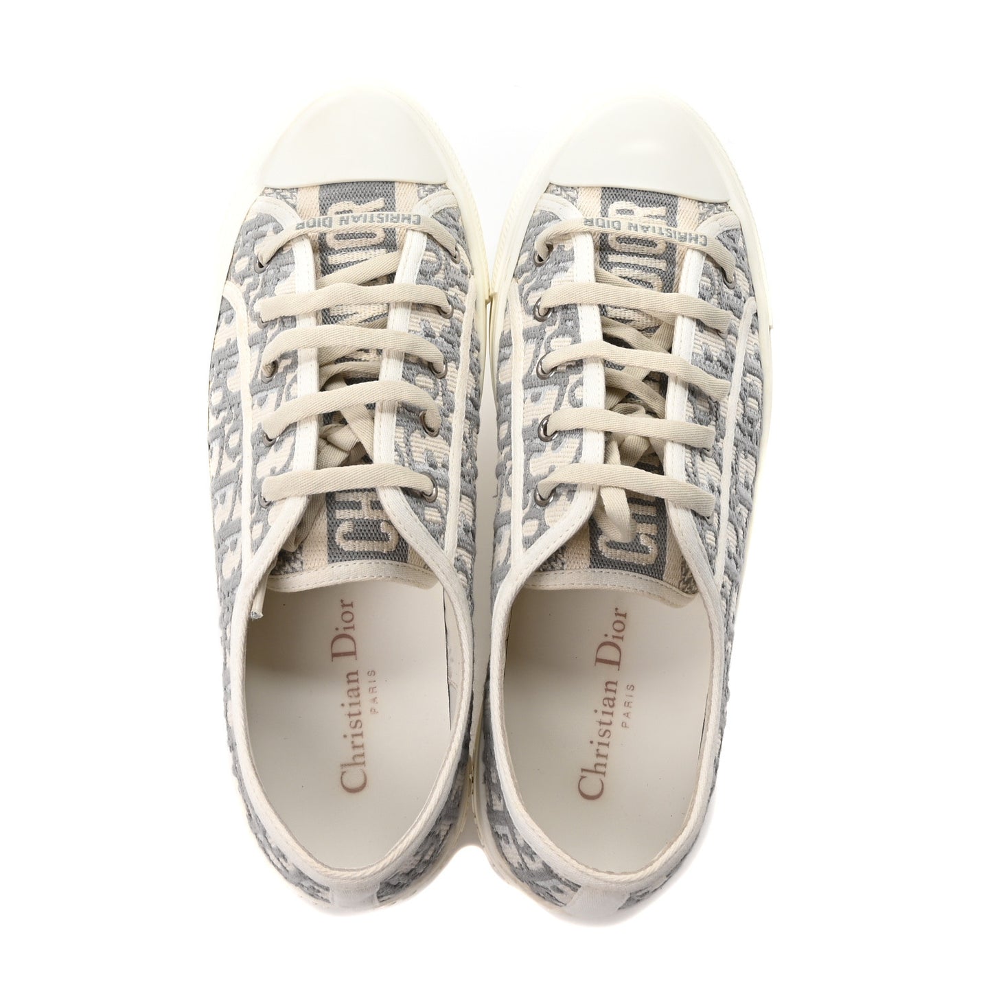 Canvas Oblique Walk'N'Dior Low Top Platform Sneakers 41 Stone Grey