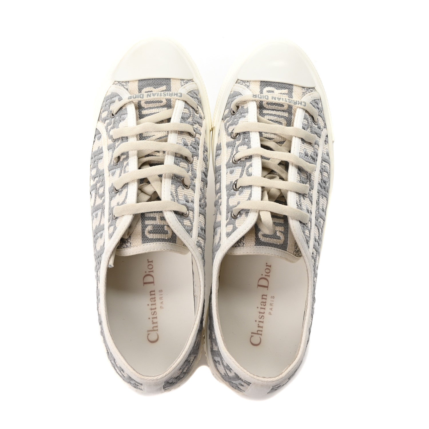 Christian Dior Canvas Oblique Walk'N'Dior Low Top Platform Sneakers 41 Stone Grey 2 of 10