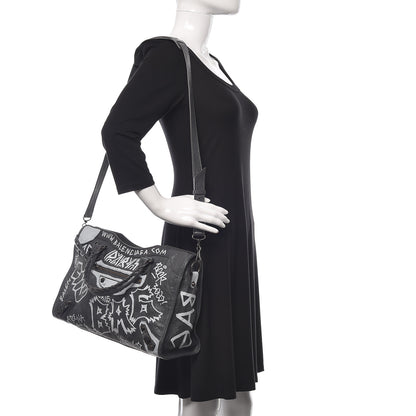 Balenciaga Agneau Arena Graffiti All Over Classic Hardware City Gris Fossile White 3 of 11