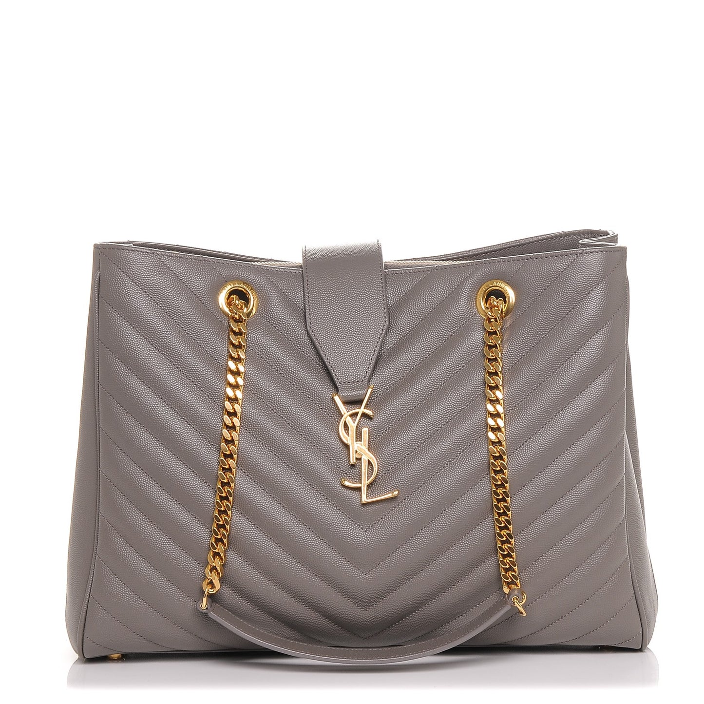 Grain De Poudre Matelasse Chevron Monogram Shopping Bag Fog