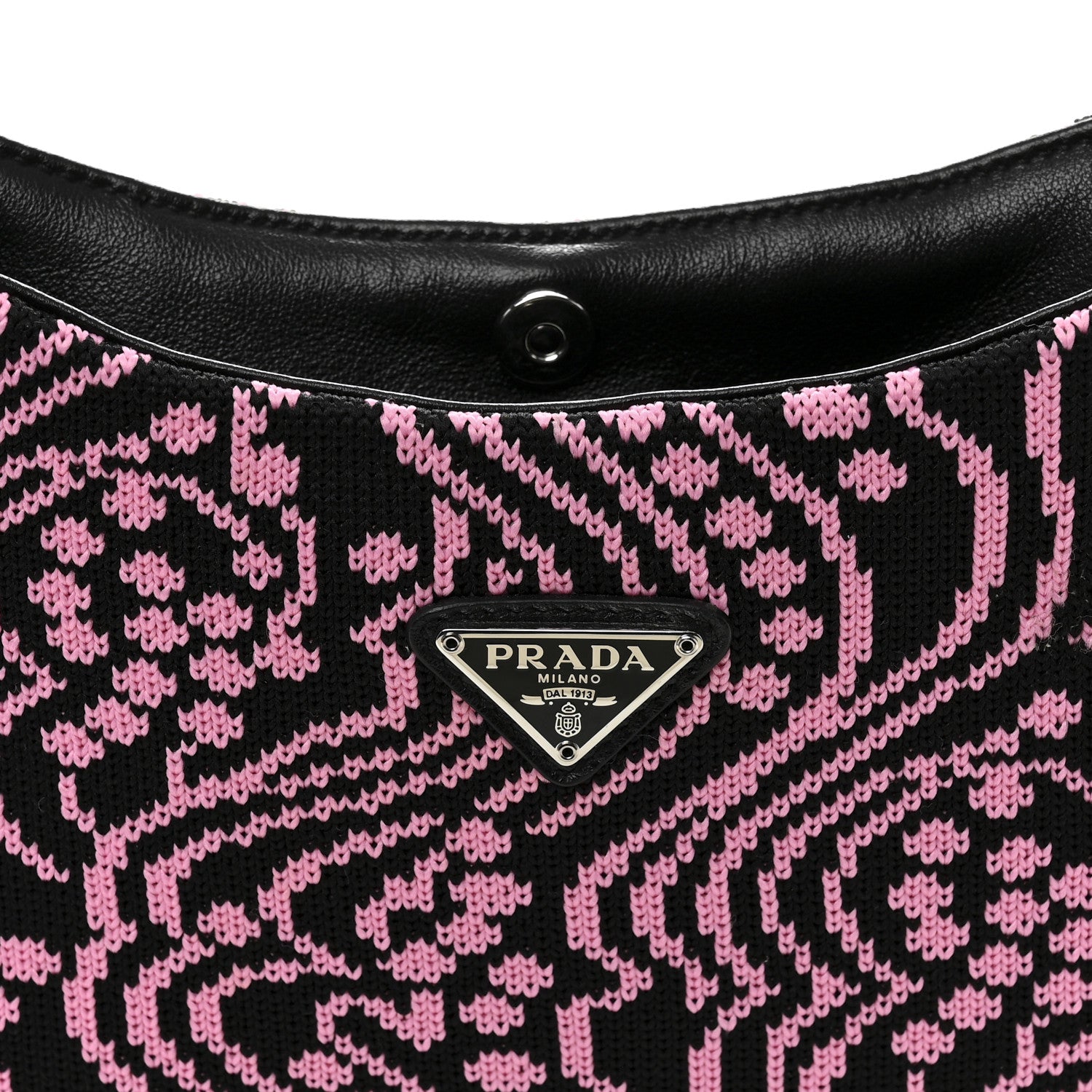 Prada Maglia Jacquard Cleo Shoulder Bag Black Rosa 8 of 10