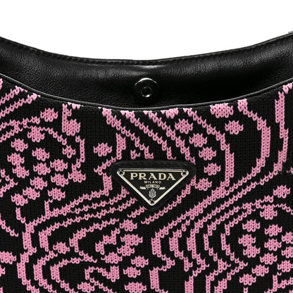 Prada Maglia Jacquard Cleo Shoulder Bag Black Rosa 8 of 10