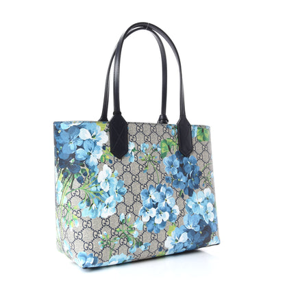 Gucci GG Supreme Monogram Blooms Small Reversible Tote Beige Blue Navy 3 of 9