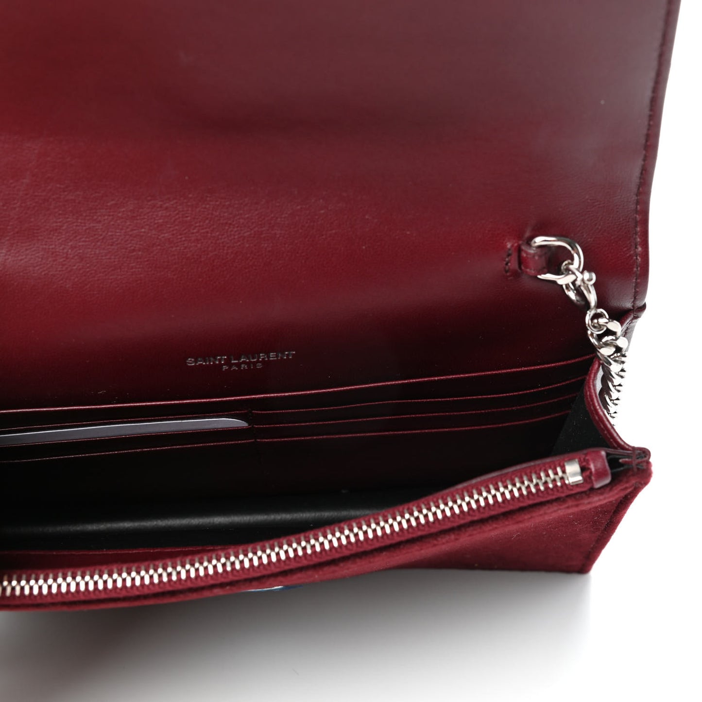 Velvet Crystal Monogram Kate Tassel Shoulder Bag Burgundy