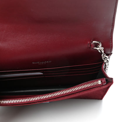 Saint Laurent Velvet Crystal Monogram Kate Tassel Shoulder Bag Burgundy 5 of 8