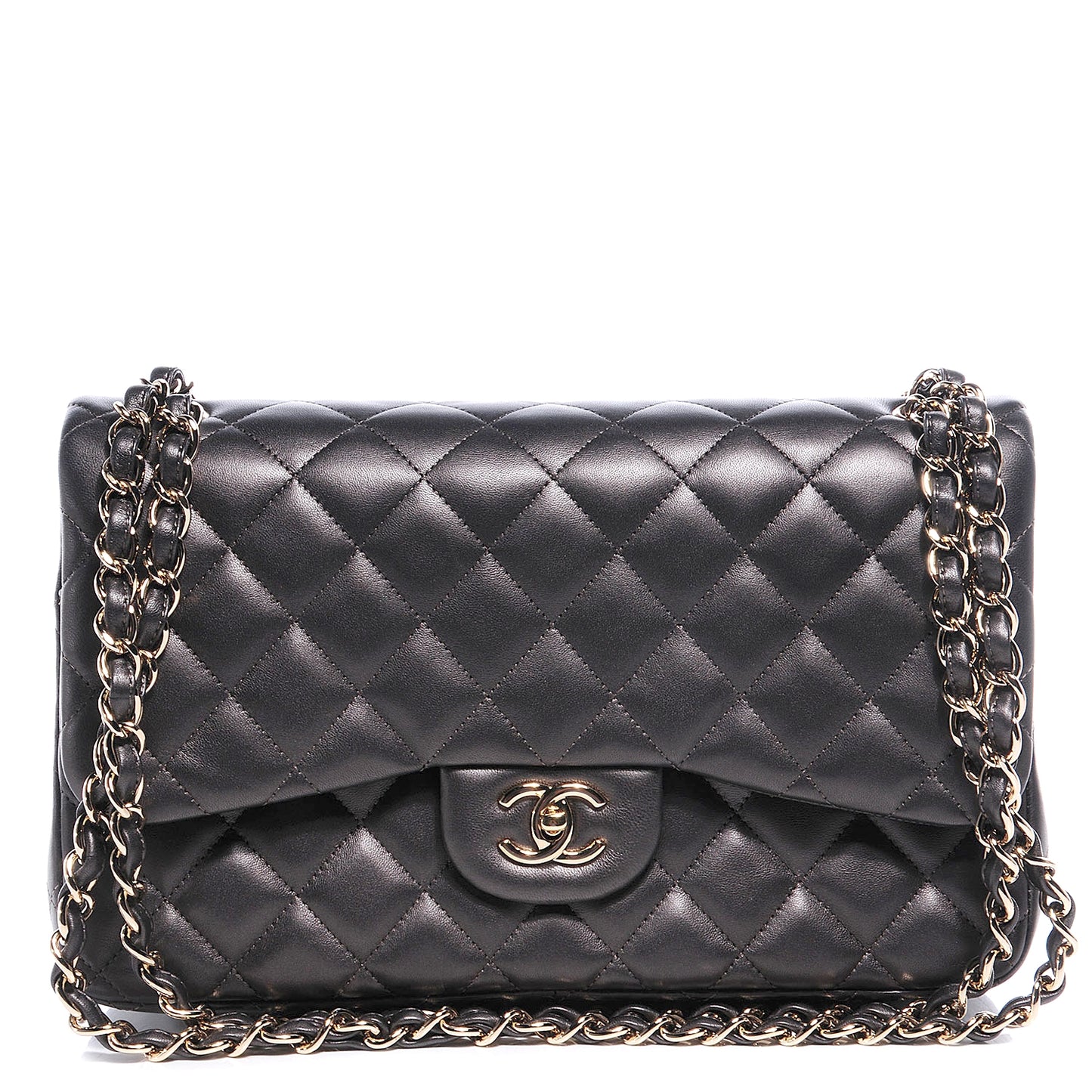 Lambskin Quilted Jumbo Flap Dark Metallic Grey