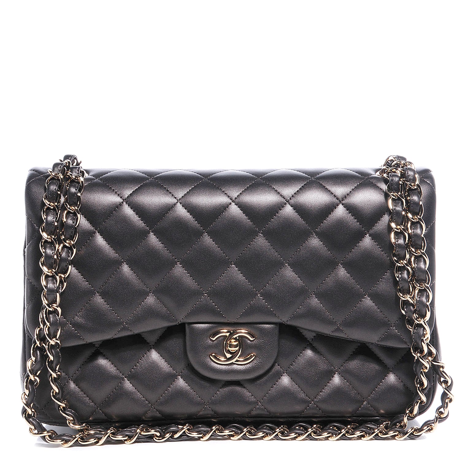Chanel Lambskin Quilted Jumbo Flap Dark Metallic Grey 1 of 9