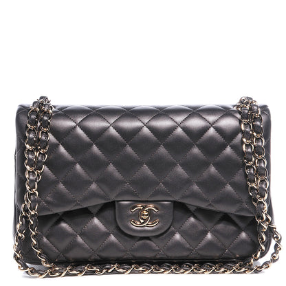Chanel Lambskin Quilted Jumbo Flap Dark Metallic Grey 1 of 9