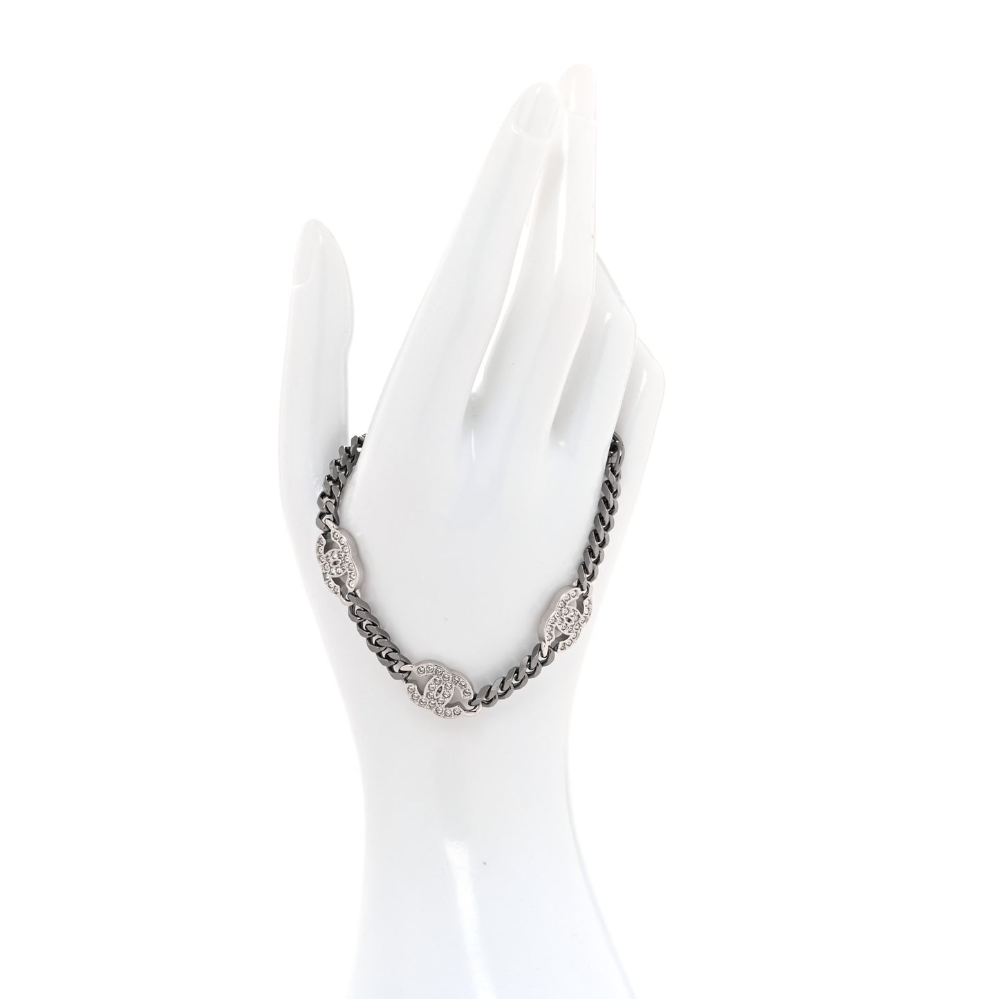Crystal CC Chain Bracelet Silver