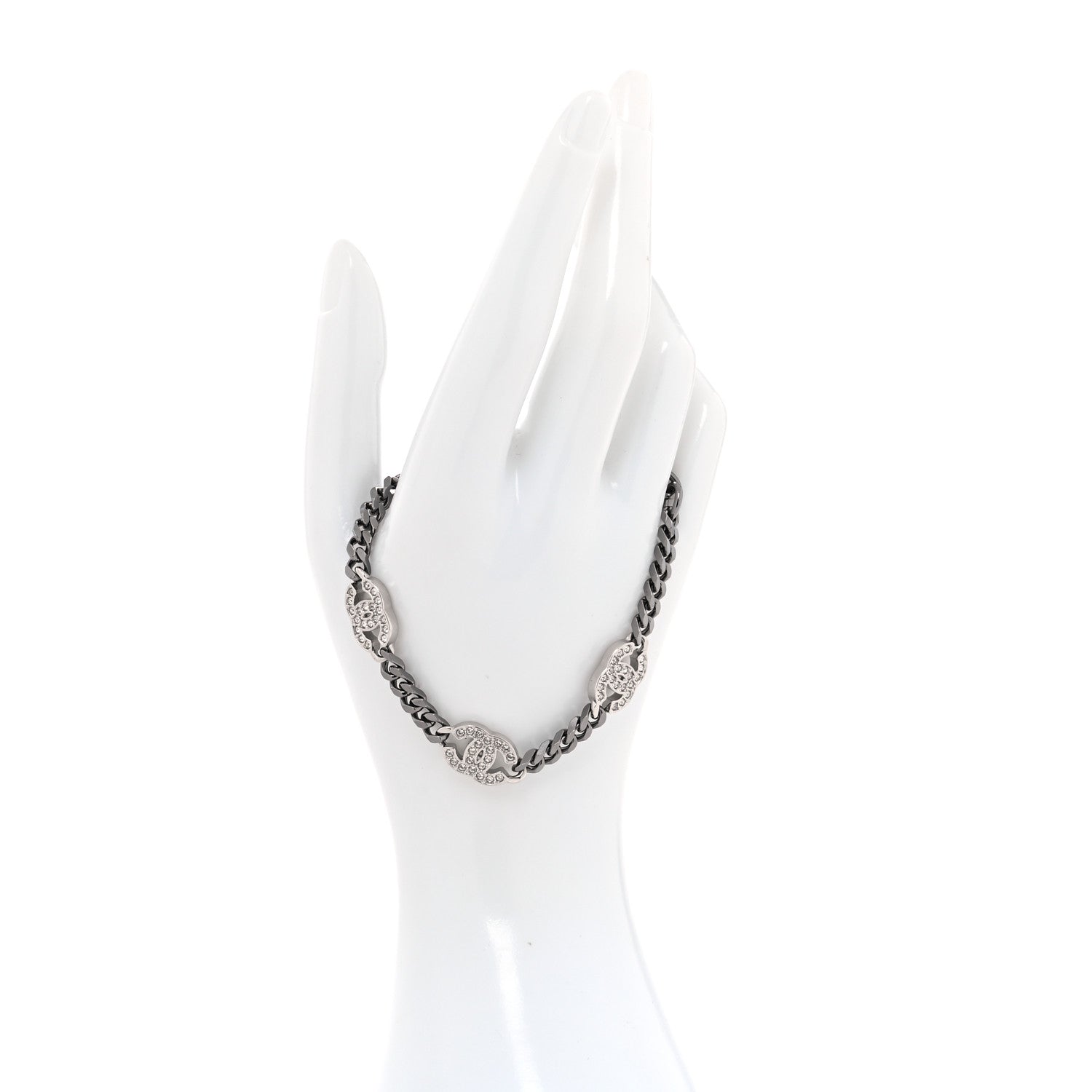 Chanel Crystal CC Chain Bracelet Silver 2 of 4